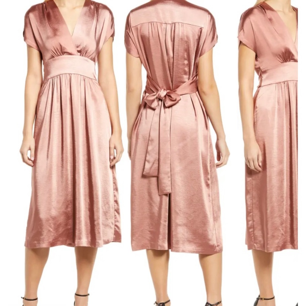Anne Klein Wrapped Front Satin Midi Dress Size 10